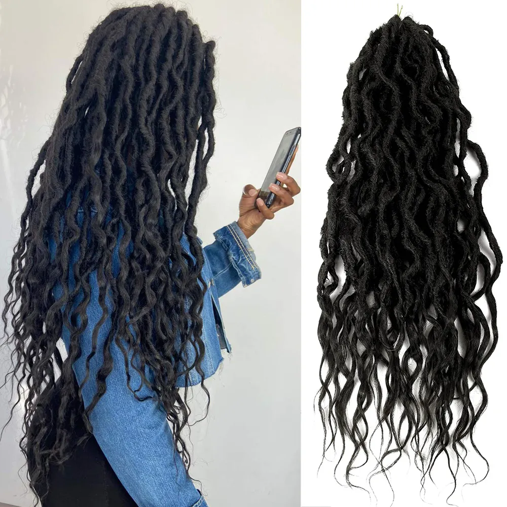 Mänskliga hår bulkar hår bo syntetiska gudinna faux locs virkning Braid hår bohemiska locs syntetiska dreadlocks ombre flätande hår afro dreadlock 230826