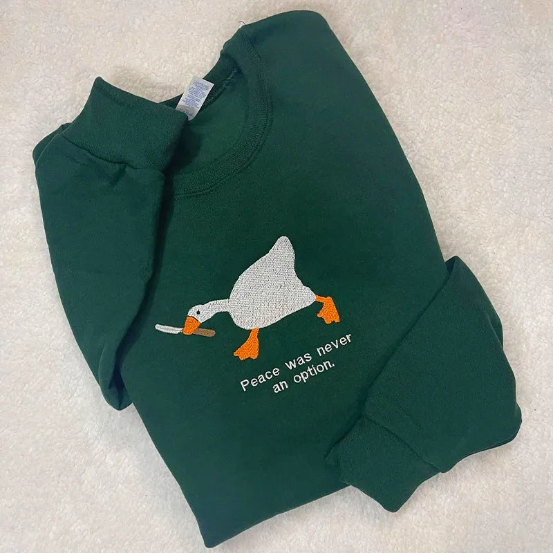 Män s hoodies tröjor 2023 Spring Duck broderade tröjor långärmad lös tunna bomullsbesättningar kvinnor vintage stil söta hoppare 230826