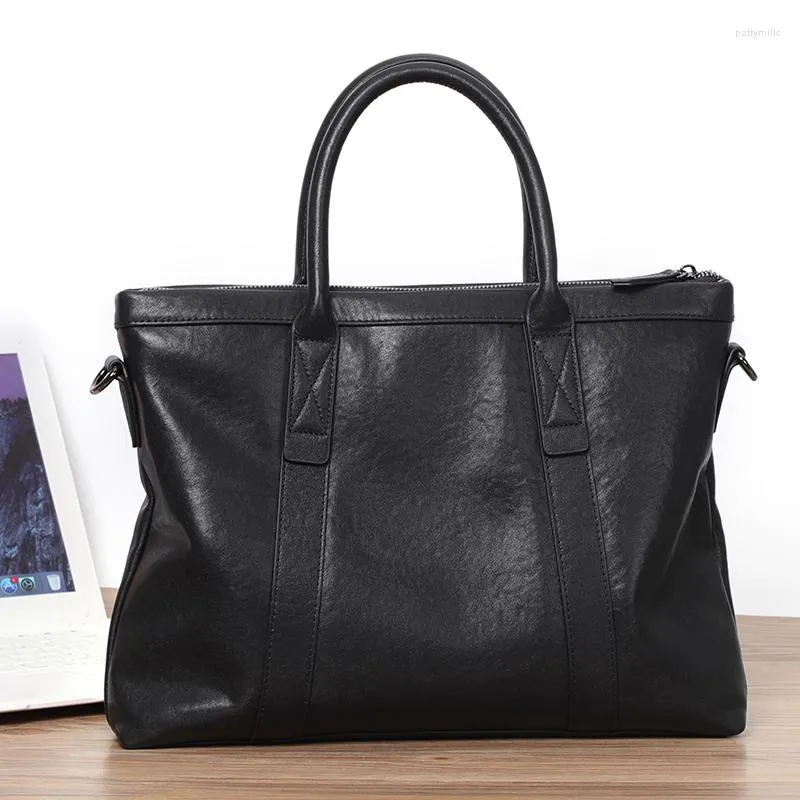Bortkroppar Fashion Men's Portcase Korean Brand Designer Bag Handväska äkta läder brittiska axlar manliga affärer bärbara väskor
