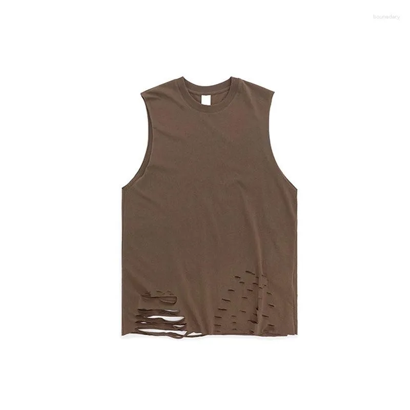 Herren Tank Tops Sommer Top Lose Baumwolle Solide Hip Hop Broken Weste Straßenkleid Casual Ärmellos