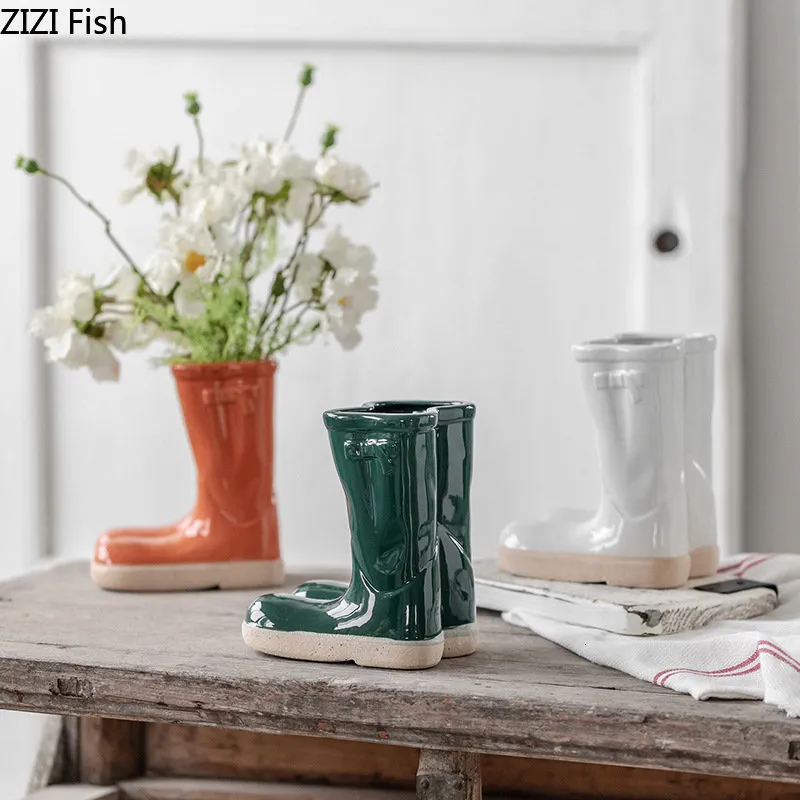 Mustard Vases Boots Shaped Ceramic Vase Potted Flower Pots