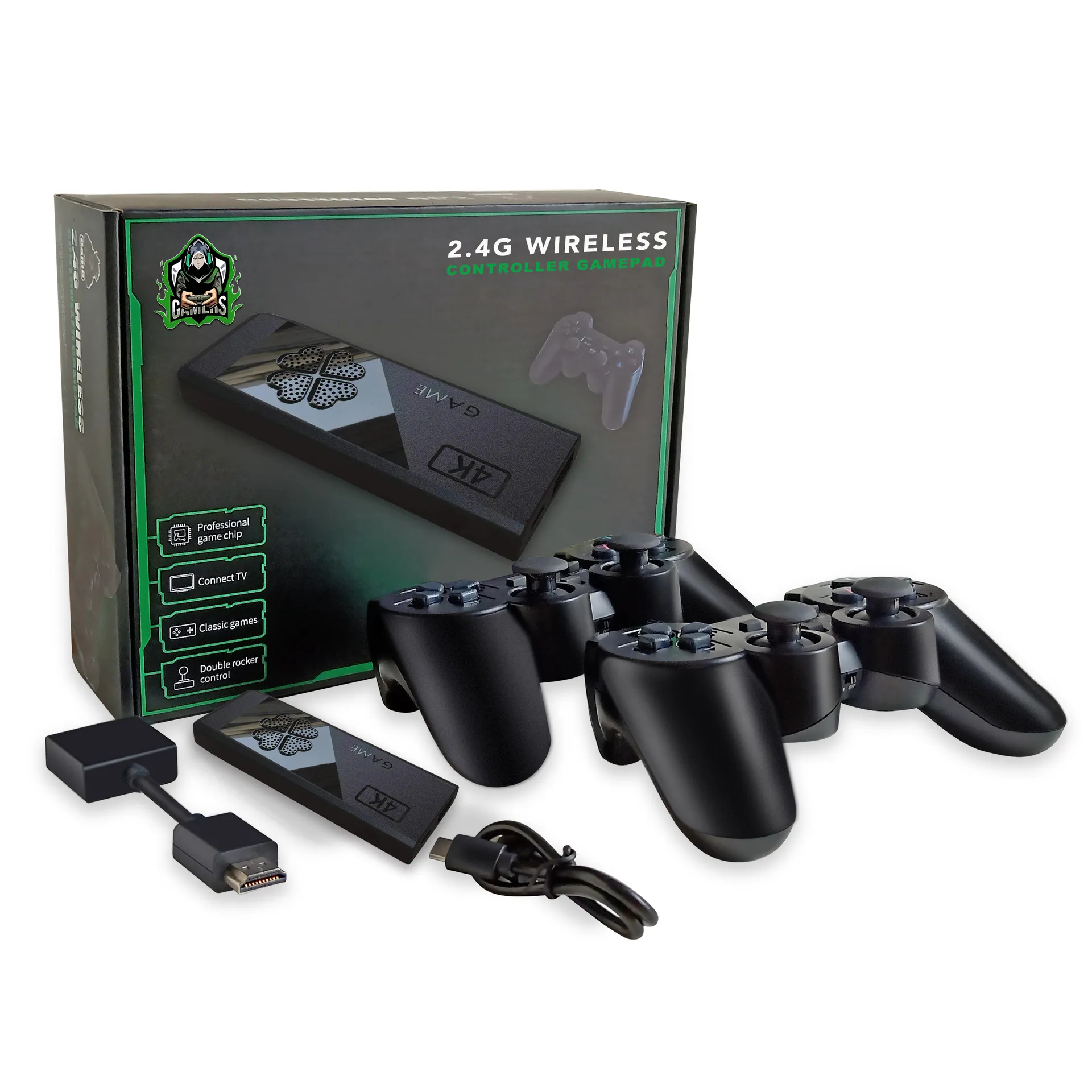 M8II M8 TV -videospelkonsol 2.4G Dubbel trådlös spelkontroll Stick 4K 20000 Retro Games 64 GB med joysticks för PS1/GBA Dropshipping