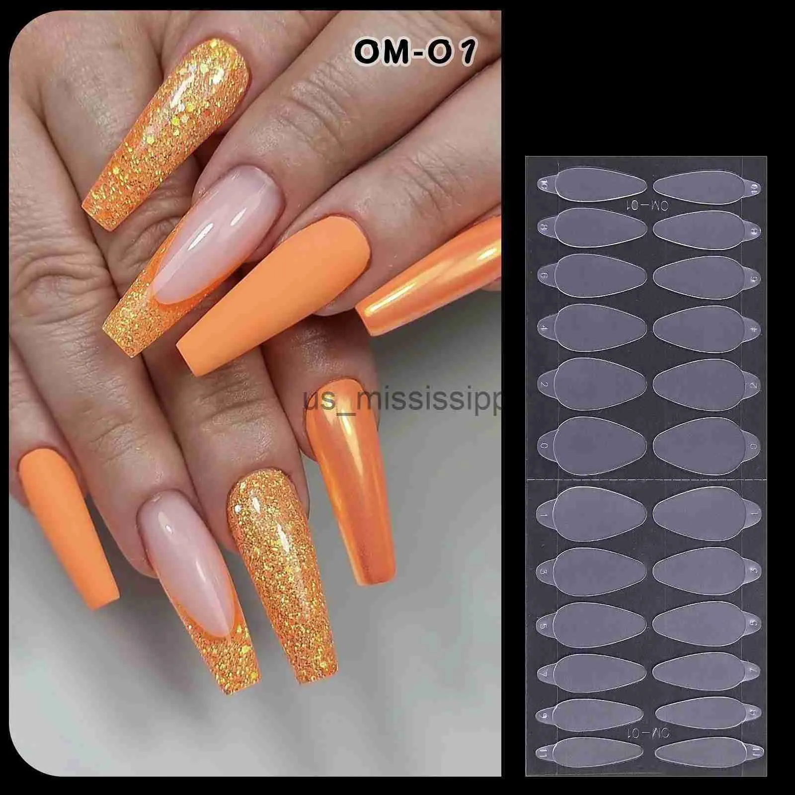 Kunstnagels 24pcssheet Franse Forma Dubbele Sticker Siliconen Franse Lijn voor Dubbele Vormen Valse Tips Poly Nagel Gel Systeem Verlenging Nagels Mold x0826