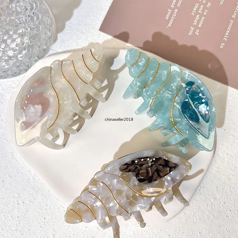 Female Acetate Colorful Conch Large Size Hair Clip Claw For Women Trendy Ponytail Crab Clamp Hair Stying Tool Accessories Gifts