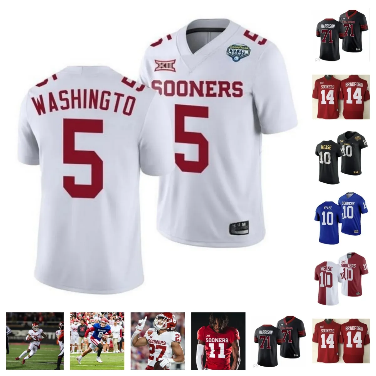 Oklahoma Sooners Fußballtrikot 18 Kaden Helms 23 Emeka Megwa 13 J.J. Hester 7 Daylan Smothers 64 Joshua Bates 30 Ford 25 Daeh McCullough 71 Howland 32 R Mason Thomas