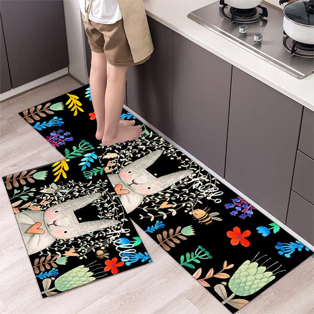 Tapis mignon lapin animaux motif antidérapant Polyester cuisine imperméable facile à nettoyer paillasson extérieur salon sol 230825