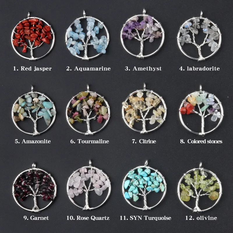 30 mm drzewo życia wisiorek ręcznie robiony drut wiórowy kwarc róży kwarc Agae Natural Stone Beads do oznaczania biżuterii bezpłatna wysyłka