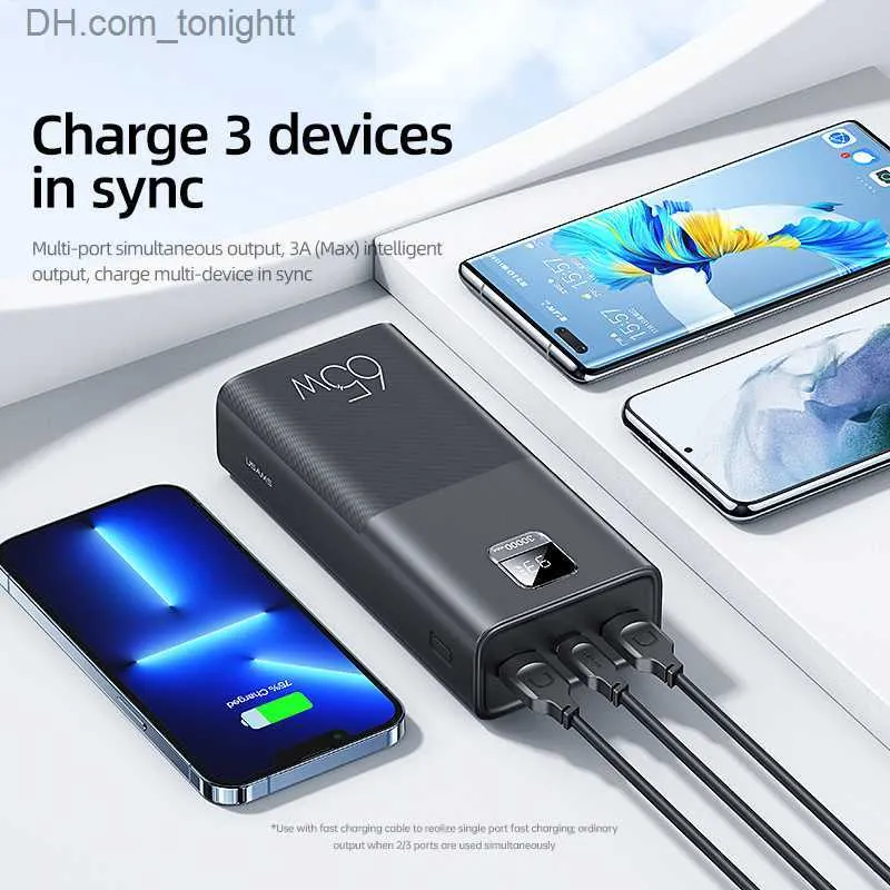 Charge Rapide Batterie Externe 50000Mah Power Bank, 65W Chargeur Portable  20W QC3.0 Charge Rapide Power Bank Chargeur d'alimentation d'urgence pour