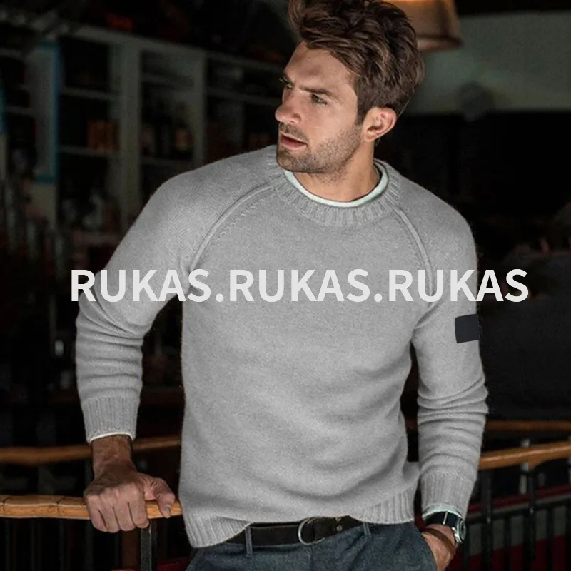 2023 Casual sweater simple autumn and winter new European and American trend men's sweater top youth fashion solid color crewneck knitted stone thread clothes