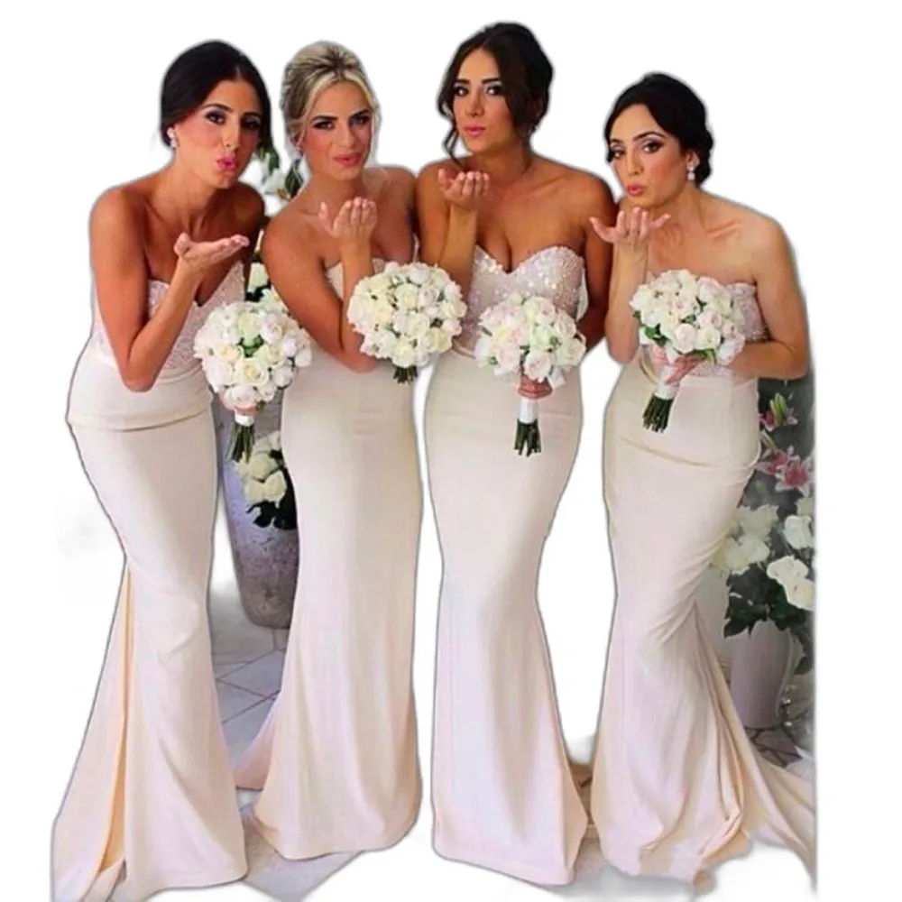 Robes De Demoiselle Dhonneur Champagne Robe Sirène Sweetheart