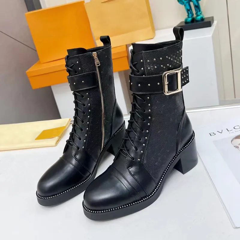 Designer Boots Short Martin Boots Textured cowhine clasp Brand elements designed comfortable slim-fit women`s boots high quality with box