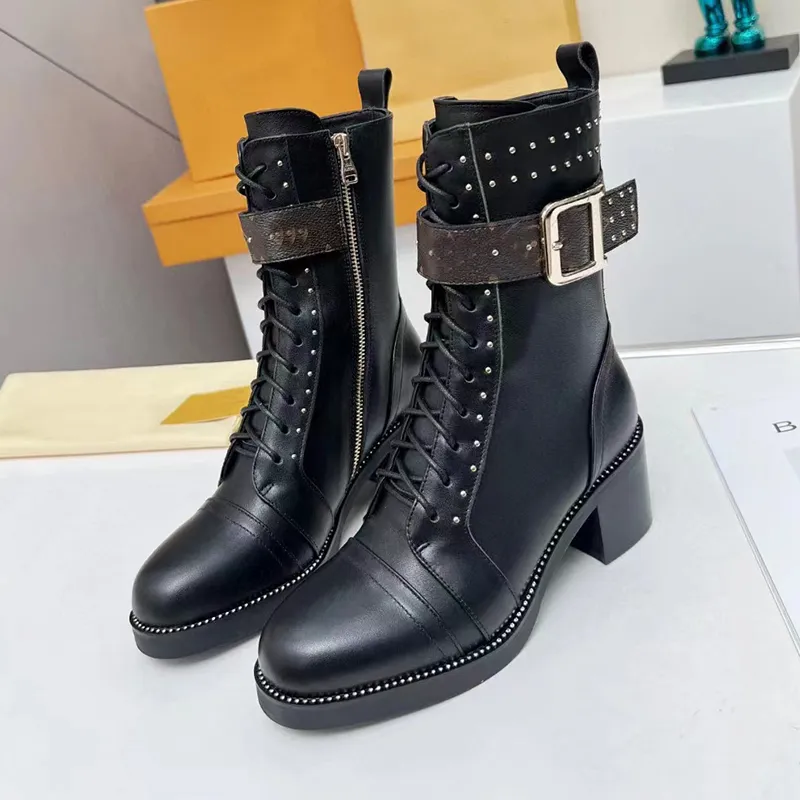 Designer Boots Short Martin Boots Textured cowhine clasp Brand elements designed comfortable slim-fit women`s boots high quality with box