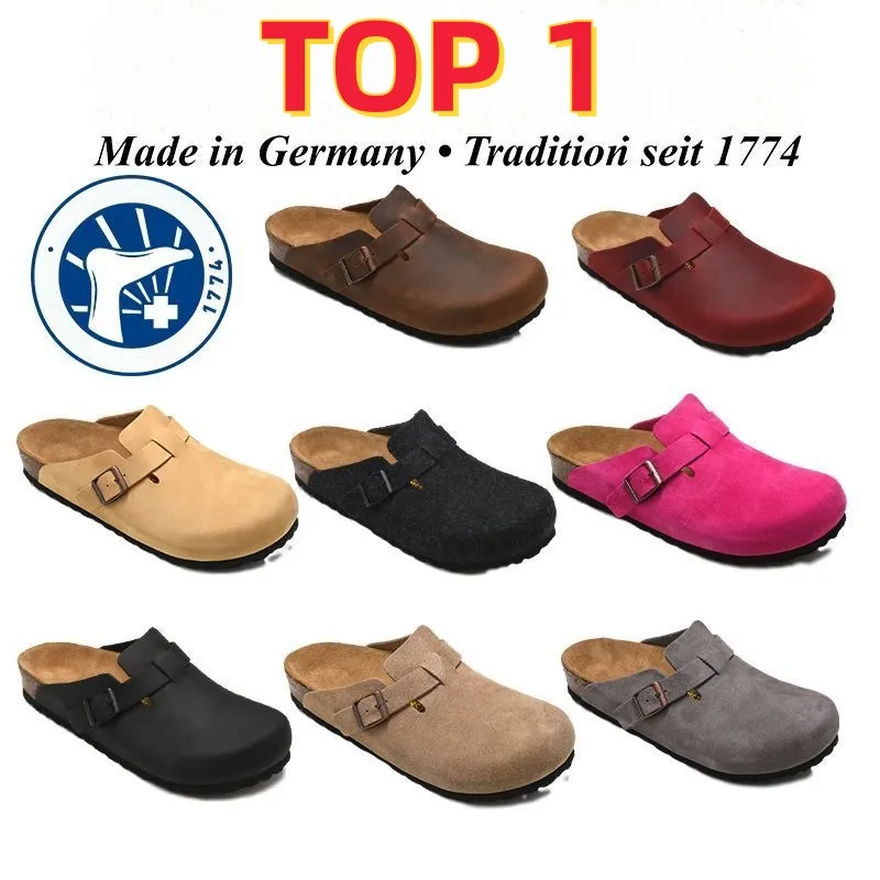 9A Designer Boston Sabots Sandales Pantoufles Cork Plat Mode Été Cuir Slide Favorite Beach Chaussures Casual Luxe B22 Femmes Hommes Arizona Mayari avec boîte