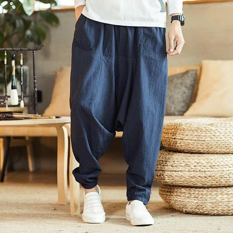 Men's Pants Hip Hop Cotton Linen Pant Street Solid Sports Trousers Harajuku Loose Unisex Sweatpants Pantalones De Mujer