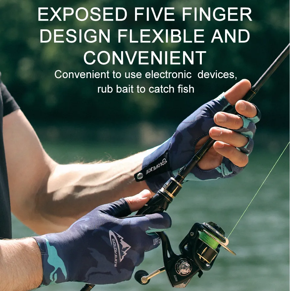 WAALK FISH Sun Protection Waterproof Fishing Gloves UPF50