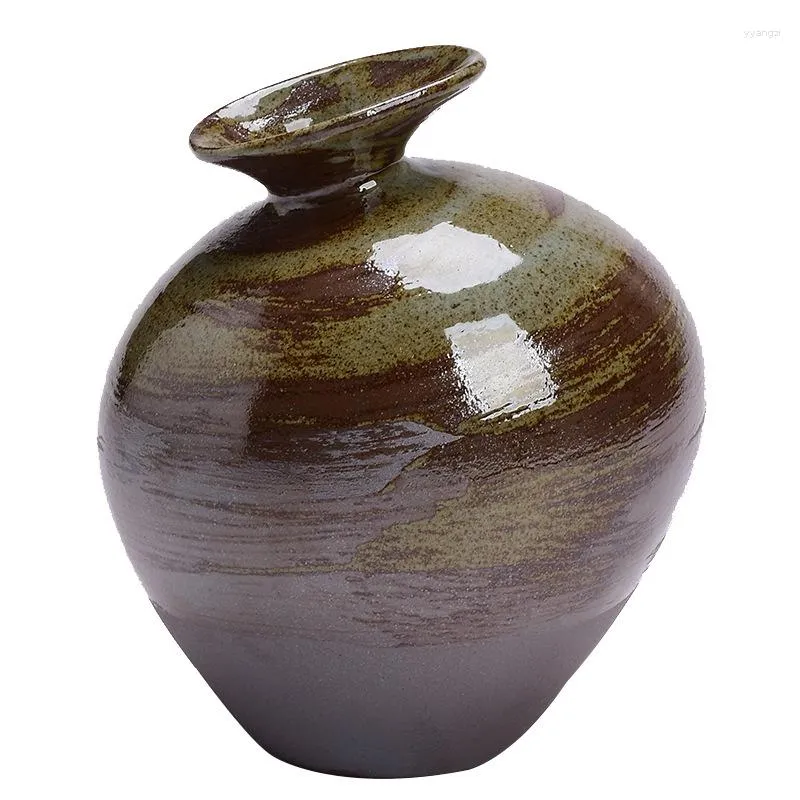 Vasi Ceramica grossolana Finta pietra nera Smalti smaltati dorati astratti Ceramica Zen Arredamento da tavolo