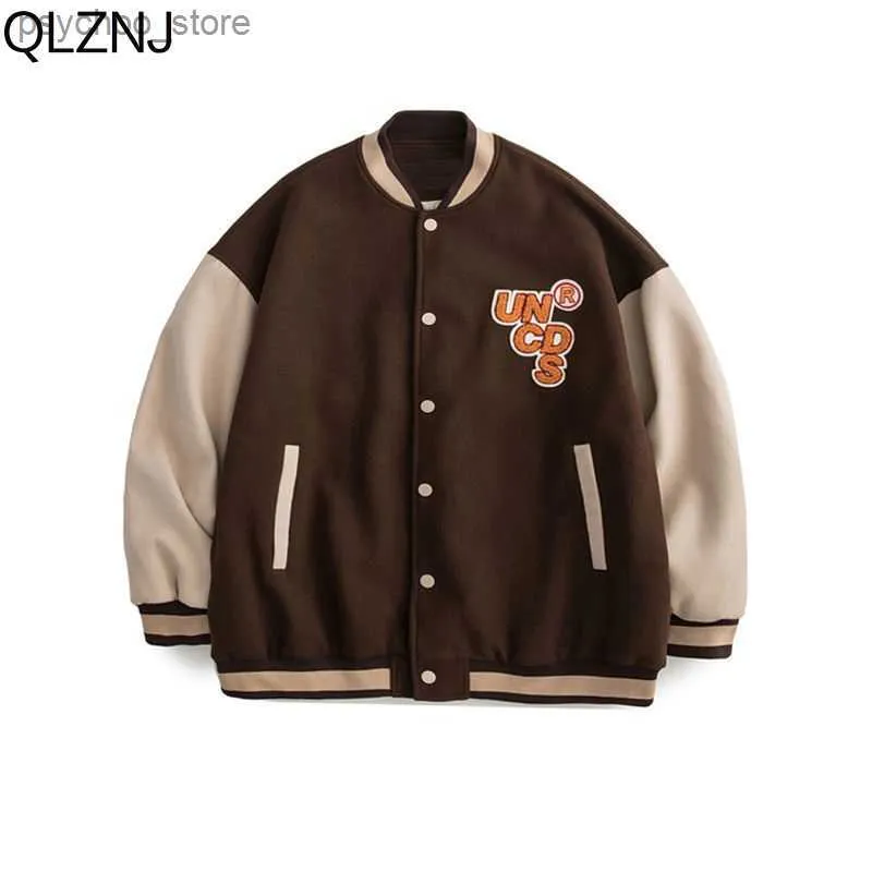 American Trend Baseball Uniform Women Patchwork Embroid Varsity Letterman Jackets Men Bomber Jacket Unisex Street College Brown Q230826 From 10 47 DHgate