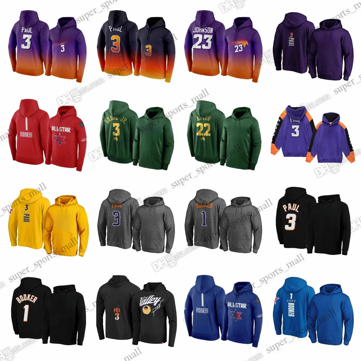 Diy Custom Man Paul Sweatshirt Basketball Hoodies Durant Booker Ayton Payne Bazley Craig Okogie Shamet Landale All-Star Team City Pullover Hoodie Spotlight Hoodie