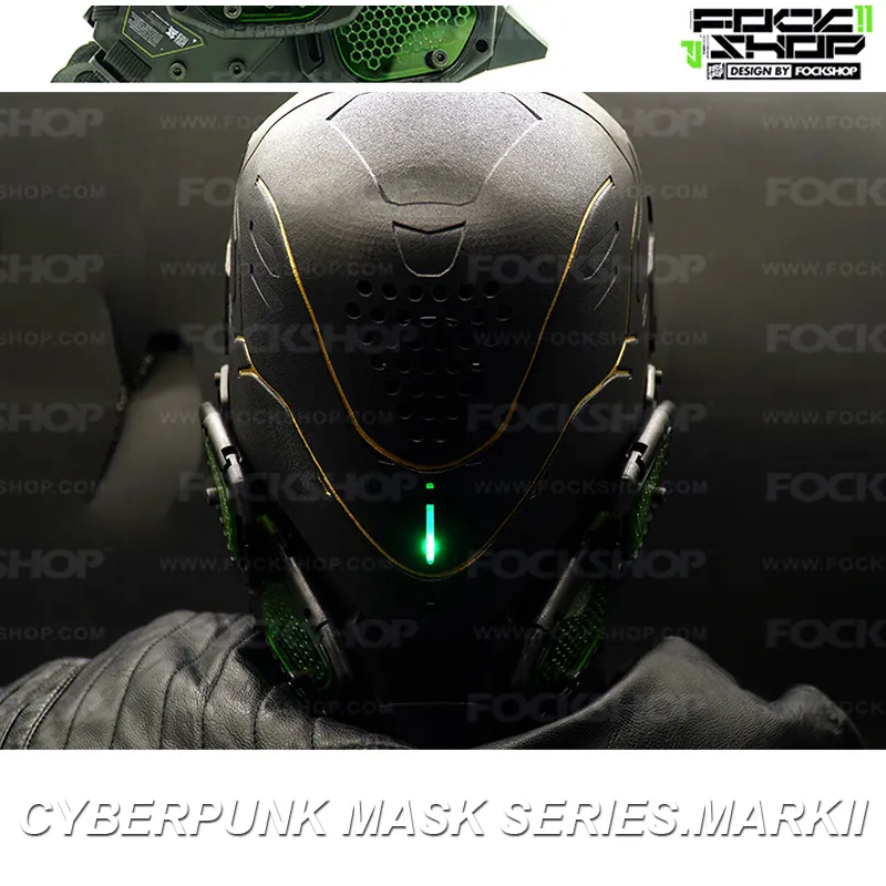 Партийная маски Fockshop Cyberpunk Mask Night City Cosplay Stage Stage Property Sci-Fi Led Lamp Lames Festival Party Подарки для подростков 230826