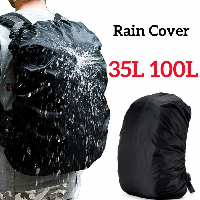 Packs 35L 100L sac à dos sac étanche grande capacité poussière randonnée Camping sacs Portable noir classique cartable couverture de pluie