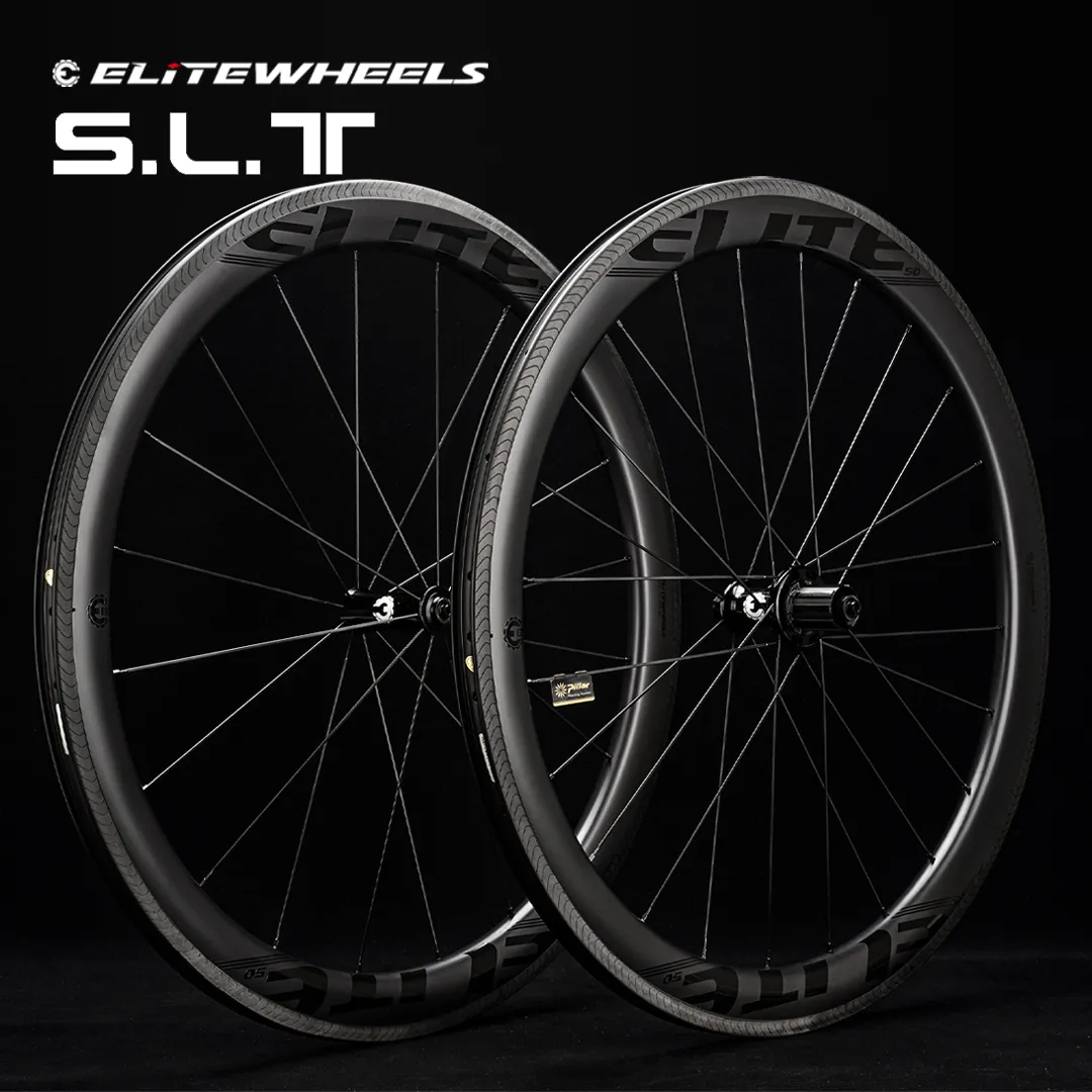 Rodas de bicicleta ELITEWHEELS SLT Road Carbon Aero A1 Freio RA18 Cerâmica Rolamento Hub Pilar 1423 Raio Tubular Clincher Tubeless Wheelset 230825