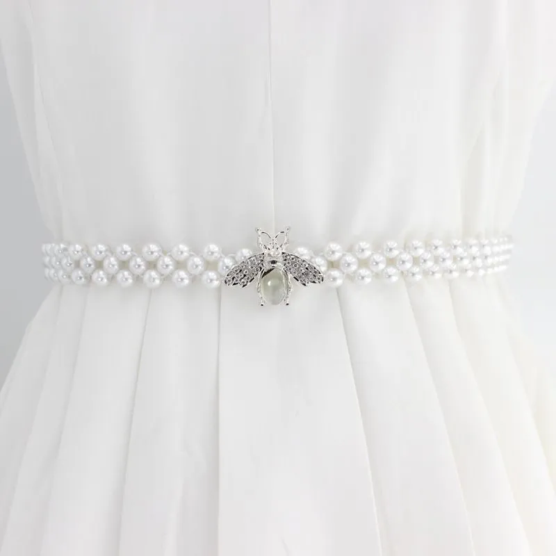 Wedding Sashes Womens Water Diamond Pearl Waist Chain Fashion