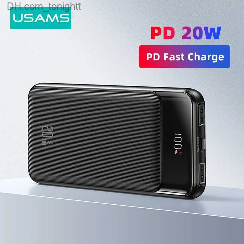 USAMS 20W Power Bank 30000mAh Type C PD Charge rapide Powerbank 20000mAh Chargeur de batterie externe portable pour iPhone iPad Q230826