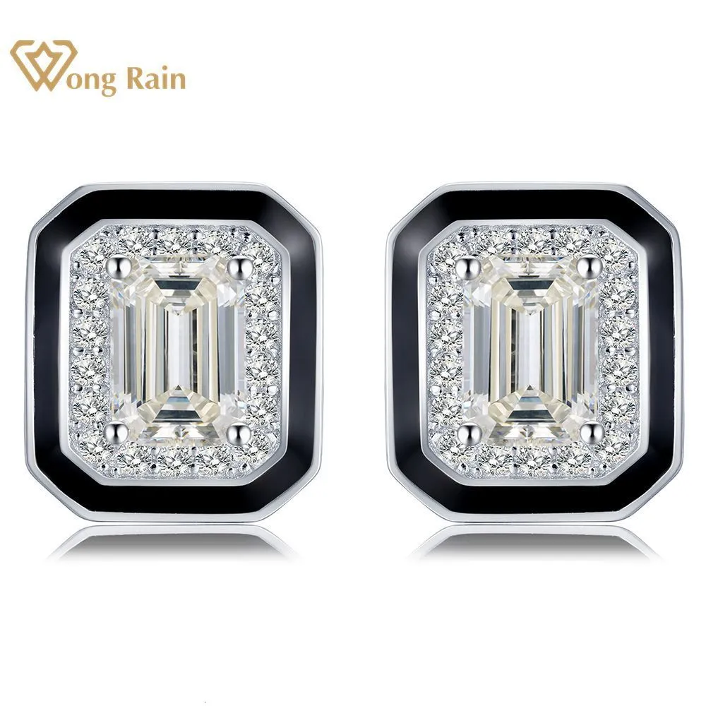 Charme Wong Rain 925 en argent sterling taille émeraude laboratoire saphir diamants à haute teneur en carbone pierres précieuses boucles d'oreilles boucles d'oreilles bijoux fins en gros 230825