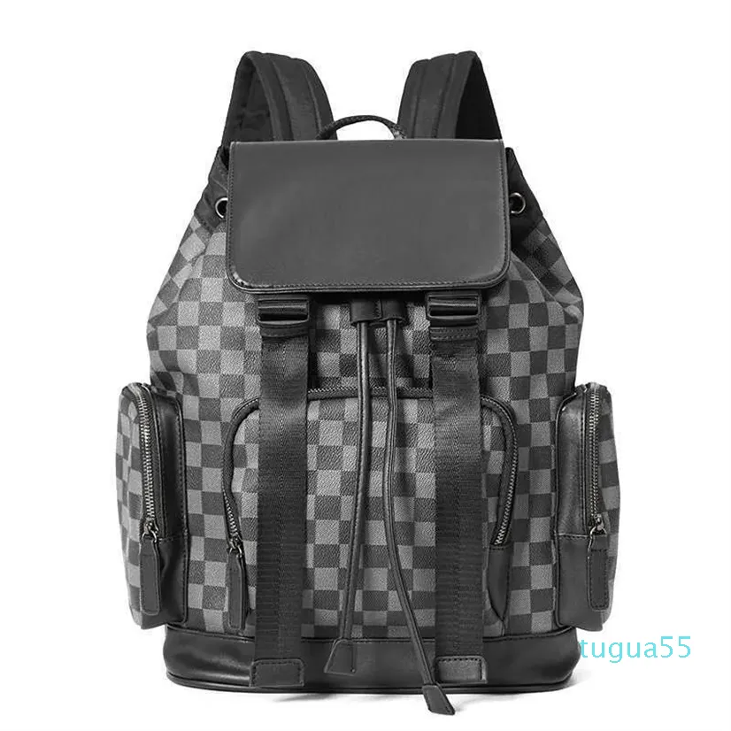 Fashionable men's fashion men's checked backpack large capacity Street leisure youth backpack college student schoolbag computer