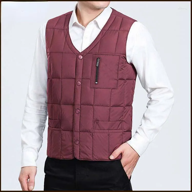 Gilets pour hommes 2023 Mode Automne Hiver Gilet Casual Épaissi Plus Taille Manteau Noir Col V Manteaux Sans Manches L32