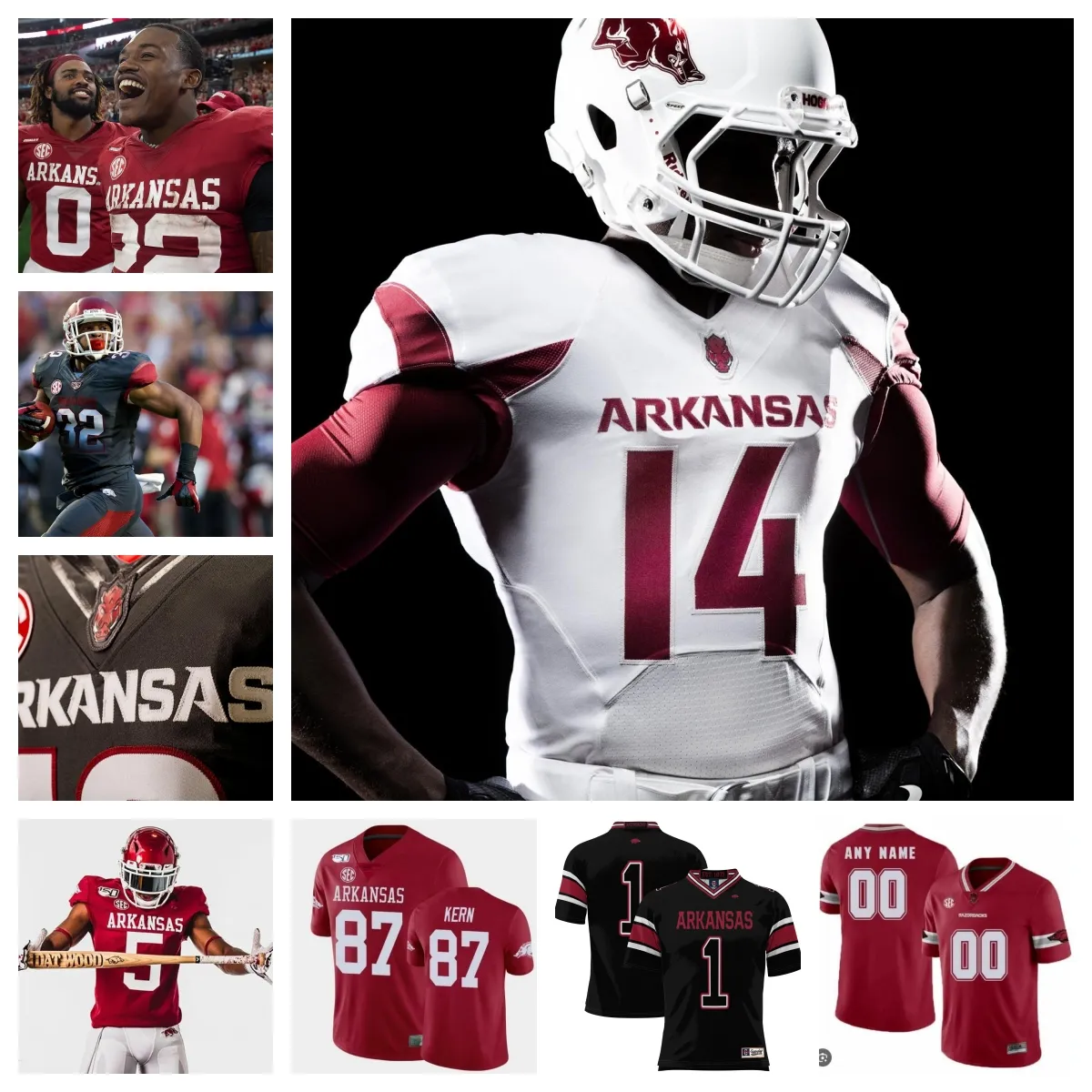 Arkansas Razorbacks Camisa de futebol 6 Jacolby Criswell 5 Raheim Sanders 78 Braun 2 Dwight McGlothern 76 E'Marion Harris 1 Jefferson 23 Isaiah Augustave 72 Chamblee