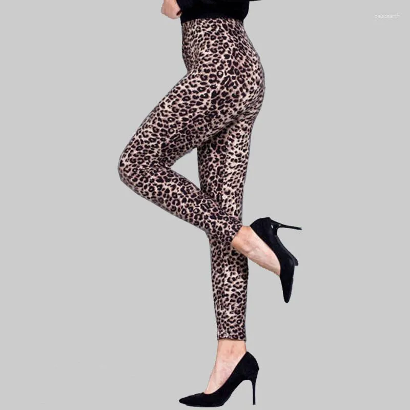 Kvinnors leggings 2023 Märke högkvalitativ fitness Kvinnlig leopard tryckt midjeben