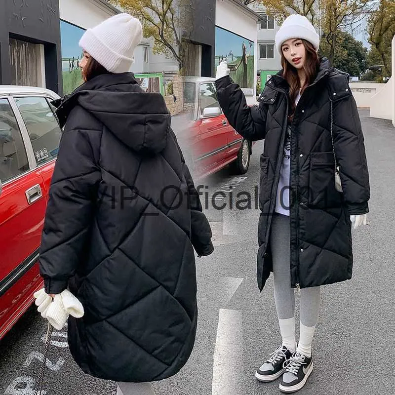 Thick Feather Korean Long Down Parka Jacket Loose Fit Winter