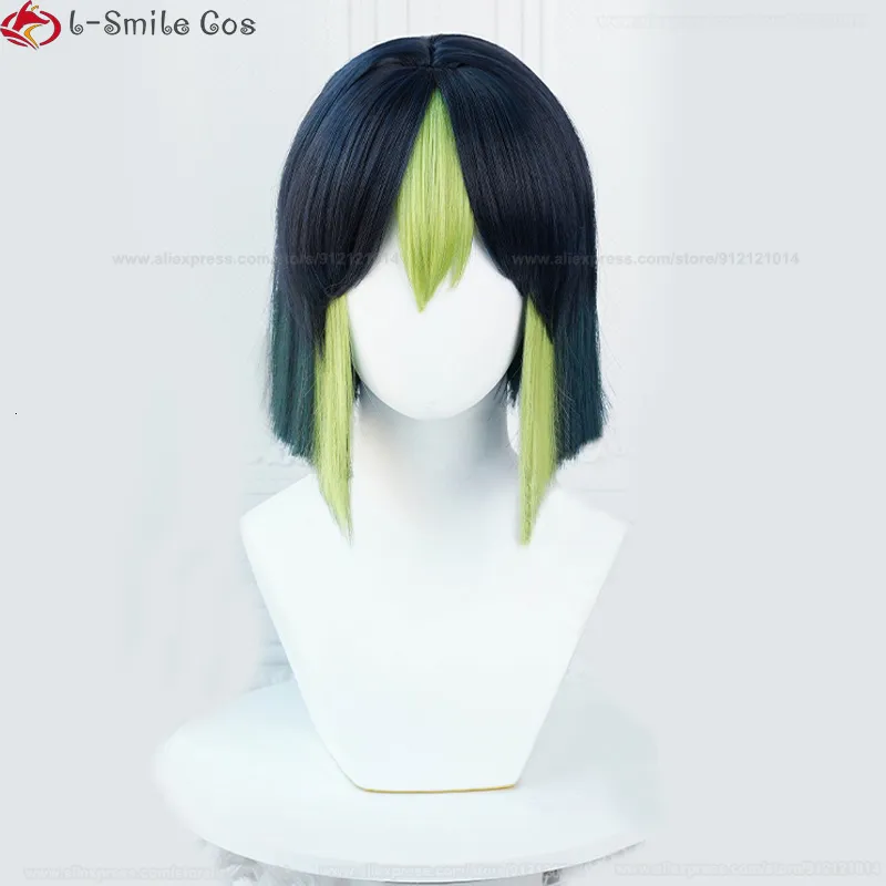 Parrucca Cosplay Tighnari Di Genshin Impact - Capelli Corti Blu-Verdi, Per Convention E Halloween - Foto 8