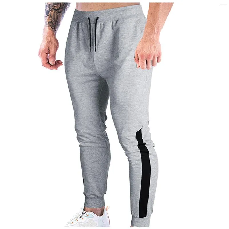 Calças masculinas Mens Mid-Cintura Casual Corredores Sweatpants Slim Atlético Yoga com Bolsos Rua Sólida Calças Esportivas Pantalones