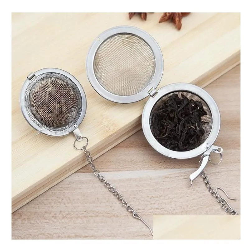 Colanders Strainers 100Pcs Teaware Stainless Steel Mesh Tea Ball Infuser Strainer Sphere Locking Spice Tea-Filter Filtration Herba Ot0Sd