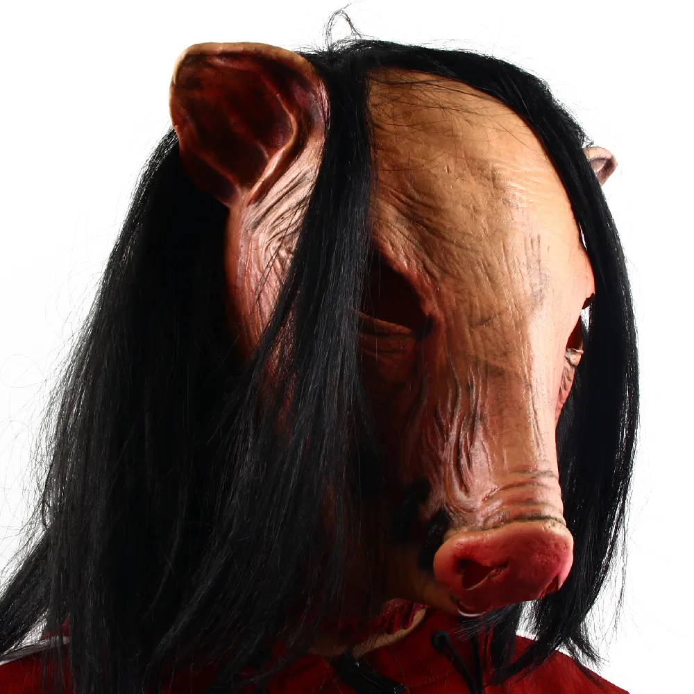 Horror Themed Halloween Adult Donkey Mask With Scary Saw Pig