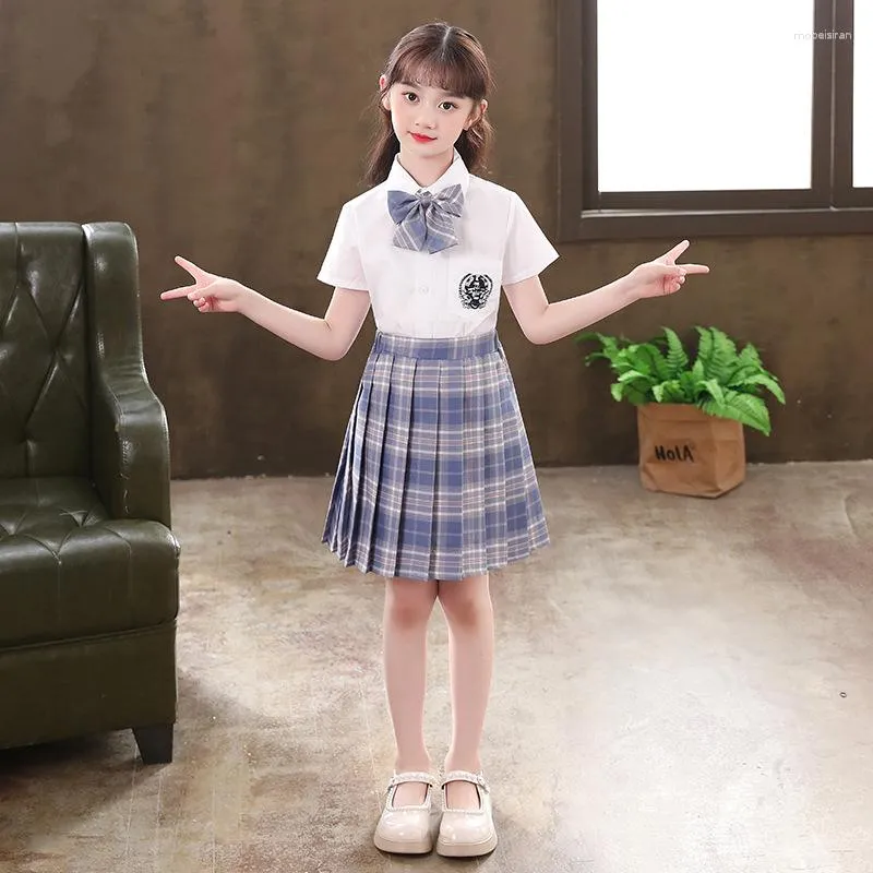 Korean Preppy Style White Schoolgirl Uniform Set With Pleated