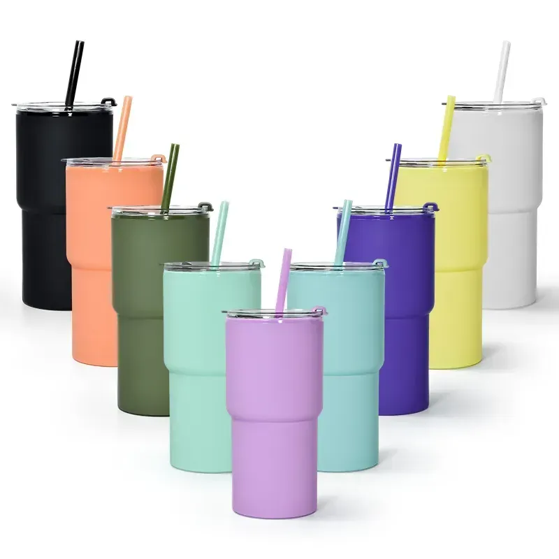 Copos regulares de acrílico UPS 17oz Copo acrílico de parede dupla com tampa e canudos corlorful Copo de plástico reutilizável Caneca de viagem colorida DIY 8.25