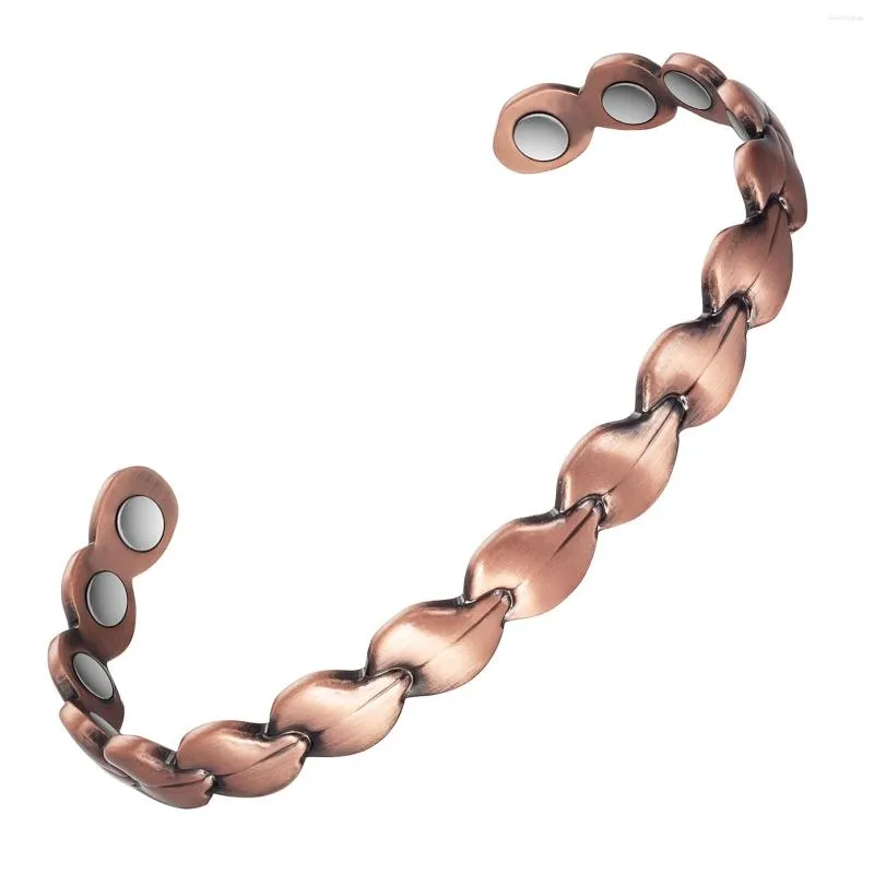 Bracelet Wollet Bracelet en cuivre pour femmes et hommes magnétique avec 8 aimants 6.5 "taille réglable bijoux cadeau