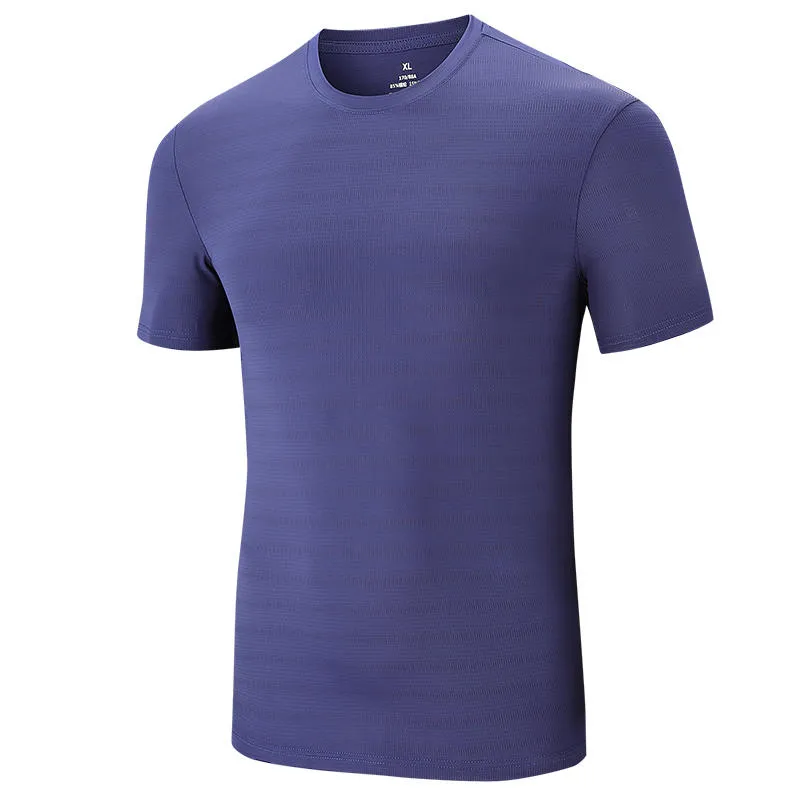 Pojemność biegania Jinammonia Ice Silk Szybkie suszenie T-shirt Solid Short Sleeve okrągła szyja T-shirt sportowy krótki rękaw chłodne pół-rękawowe koszula