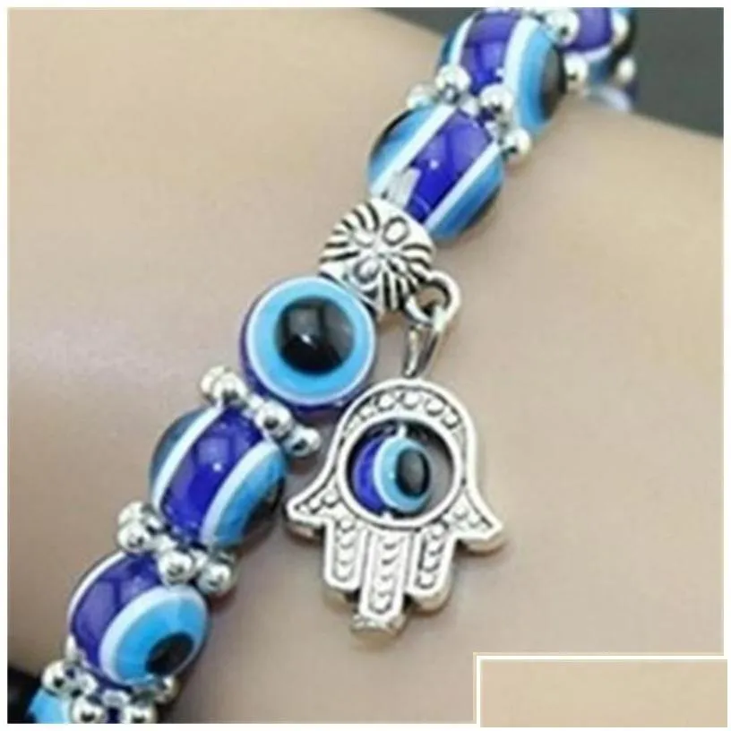 charm bracelets wholesale lucky fatima hamsa hand blue evil eye charms bangles beads turkish pseras for women jewelry 664 q2 dro