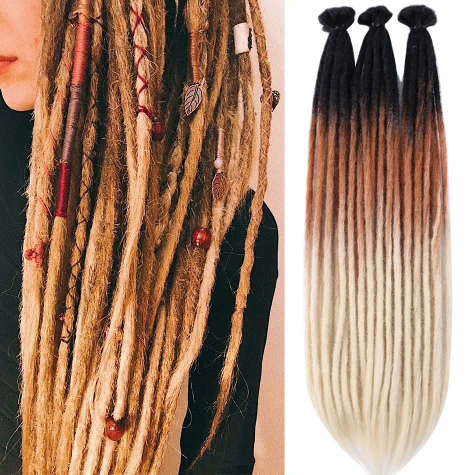 Echt haar Bulks synthetisch handgemaakt Dreadlocks haarextensions Natuurlijk vlechthaar voor zwarte vrouwen Gehaakt haar Ombre gekleurde gehaakte vlechten 230826