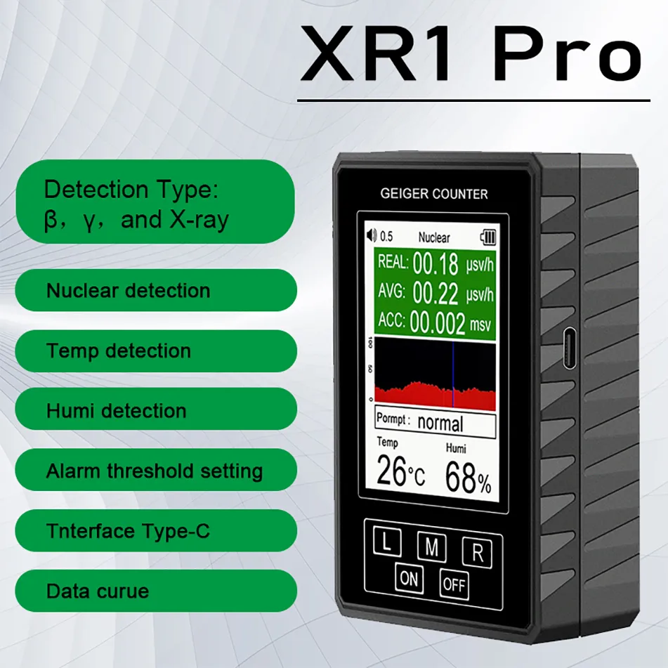 Testeurs de rayonnement XR1 Pro Geiger Compteur Détecteur de rayonnement nucléaire Dosimètre Portable Portable Beta Gamma Moniteur de rayonnement à rayons X avec rétro-éclairage 230825