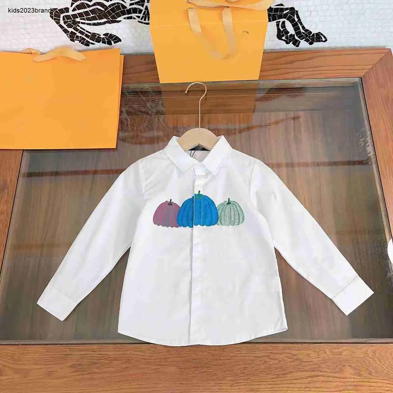 Designer Camicia con risvolto per neonato Stampa colorata con motivo vegetale Top per bambini TAGLIA 110-160 CM moda Abbigliamento autunnale Camicette per bambini Aug24