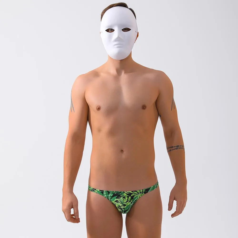 maillots de bain WD14 Sexy Feuille Verte Impression Gay Hommes String Maillots De Bain Piscine Chaude lmen nager bikinis maillots de bain Slip De Bain Petite Taille