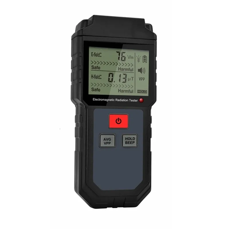 Testadores de radiação Detector de radiação eletromagnética digital Sensor LCD Indicador Bloqueio de dados Medidor EMF Testador de frequência de campo magnético elétrico 230825