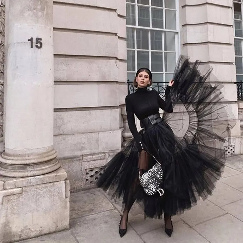 Long Tutu Skirt Trend See Thru Black Long Women Tulle
