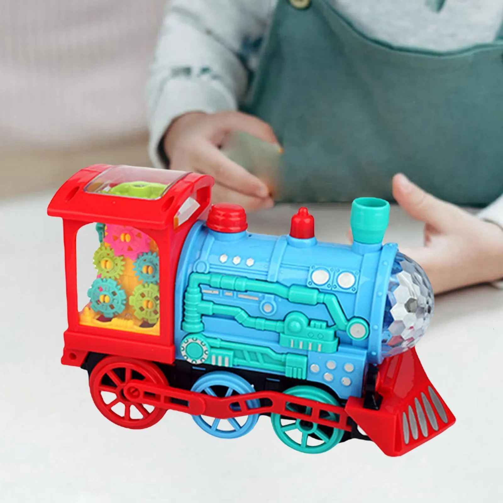 Transparent Electric Train Toy Colorful Lights Musical Toys for Boys Girls