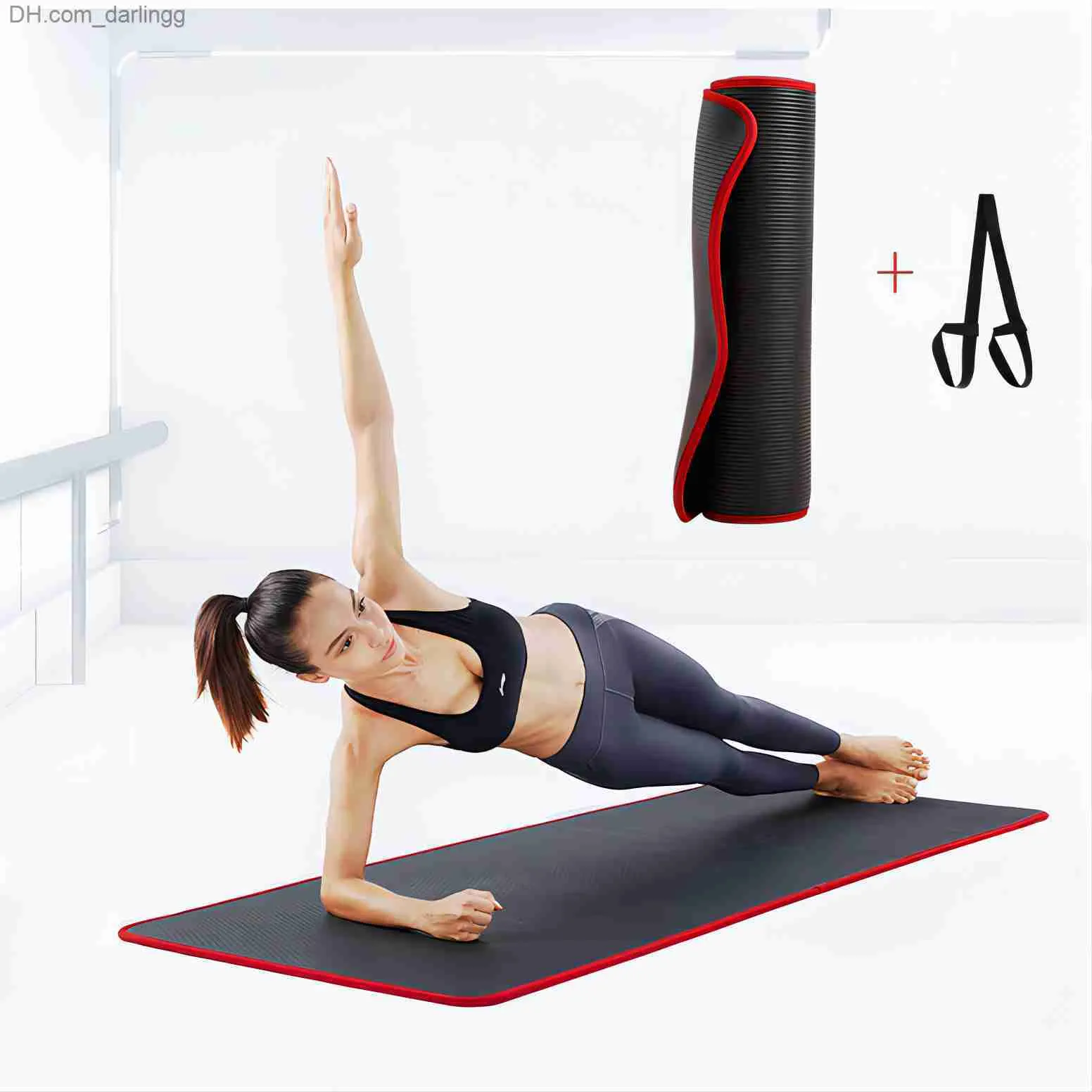 10mm extra grosso tapetes de yoga antiderrapante tapete de exercício nrb  com bandagens insípido pilates ginásio treino fitness esteiras 183cm x 61cm